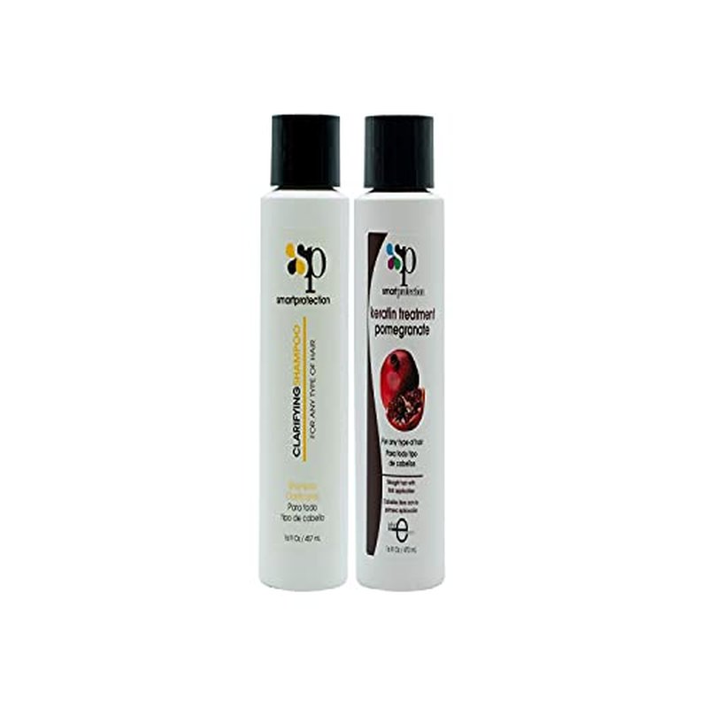 Pomegranate Medium Strength Keratin Treatment with Clarifying Shampoo 16oz by Smart Protection