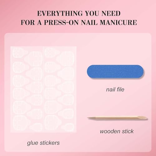White French Tip Press on Nails Short Square Fake Nails Acrylic Nails Press ons Glossy Reusable False Nails for Women Girls Daily Wear Manicure 24pcs