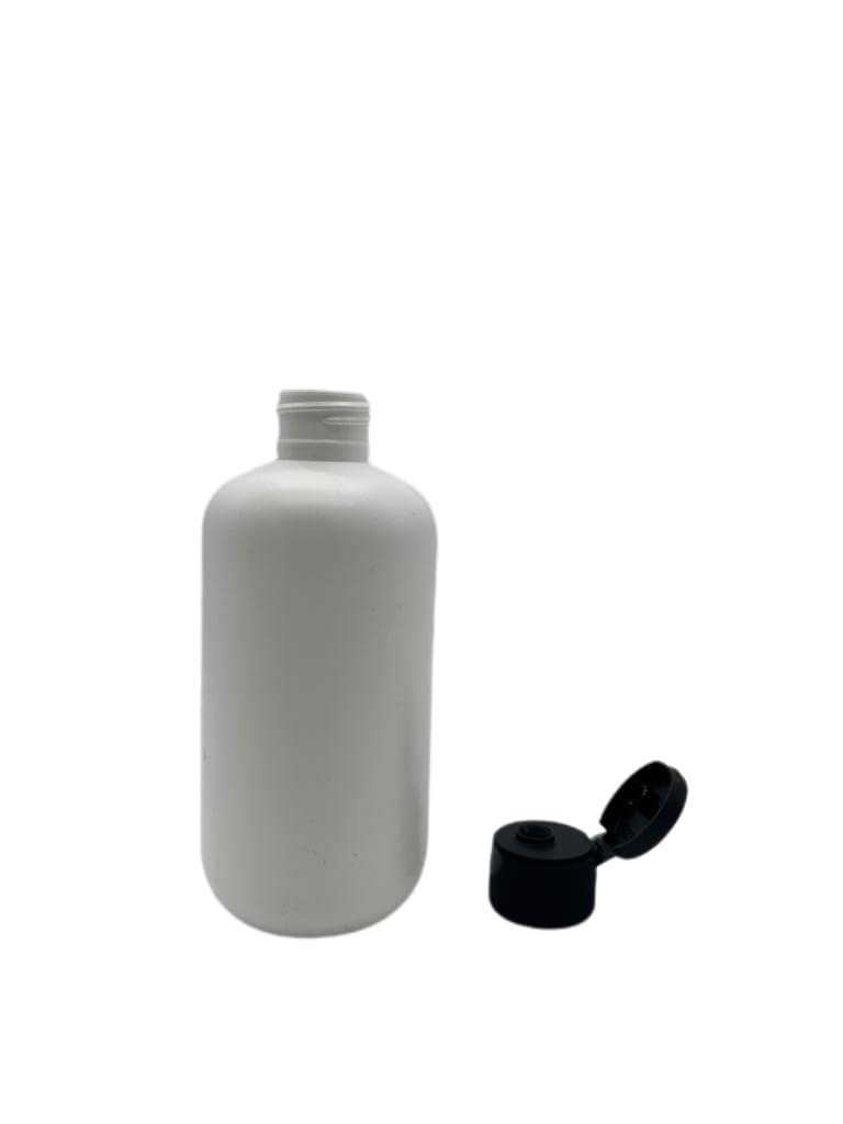 Natural Farms 8 oz White Boston Plastic Bottles -12 Pack Empty Bottle Refillable - BPA Free - Essential Oils - Aromatherapy | Black Flip Top Snap Cap - Made in the USA
