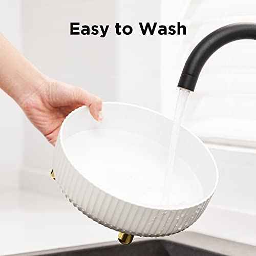 HBlife Makeup Organizer, 360 Degree Rotating Perfume Organizer, 8.6 Inches Large Capacity Lazy Susan for Bathroom Counter or Vanity, White