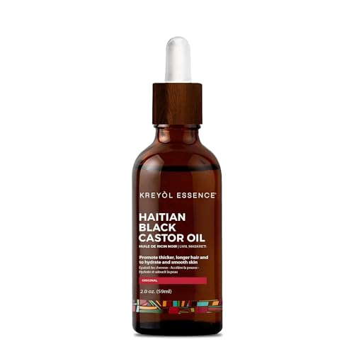 Kreyol Essence - Haitian Black Castor Oil for Skin and Hair, Glass Bottle | Cold Pressed | Hexane Free | Fuller-Looking Hair