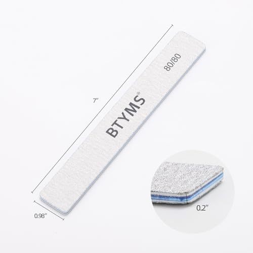 BTYMS 80/80 Grit Nail File - Professional Double-Sided Coarse Emery Boards for Shaping Acrylic & Gel Nails