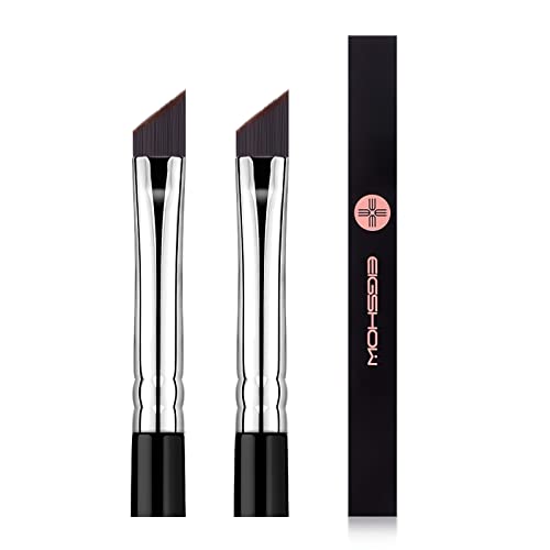 Eyeliner Brush Fine Angled - PRO Precision Gel Eye Liner Makeup Brush -Ultra Thin Slanted Flat Angle - Premium Cruelty Free Synthetic Bristles (E835 2piece)