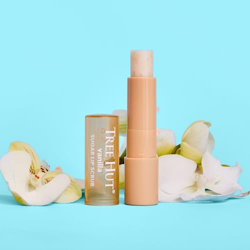 Tree Hut Vanilla Lip Scrub Stick, Gentle & Nourishing Lip Exfoliator with Shea Butter, Hydrating Sugar Scrub for Smooth, Soft Lips, Holiday Gift & Stocking Stuffer, 12 oz