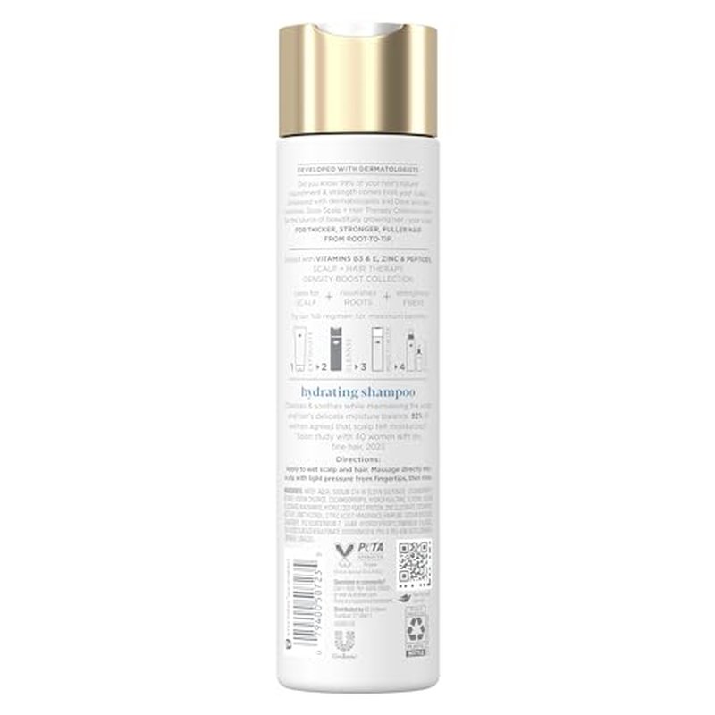 Dove Density Boost Hydrating Shampoo Scalp + Hair Therapy for Gentle Cleansing, with Vitamin B3, Zinc and 0% sulfates, 9.25 oz