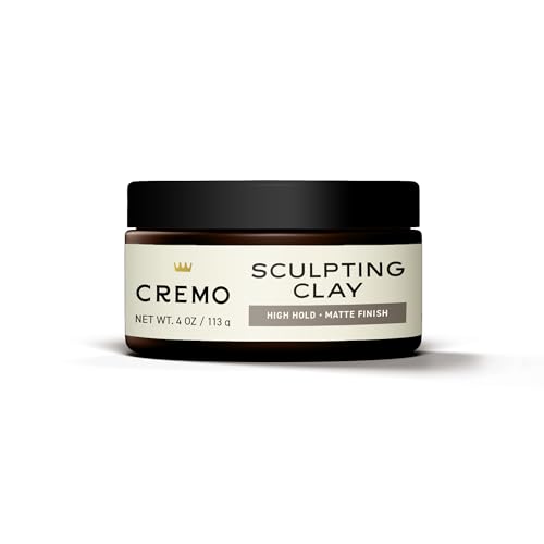 Cremo Mens Hair Clay, Premium Barber Grade Sculpting Clay for Hair Styling, High Hold, Matte Finish, 4 Oz