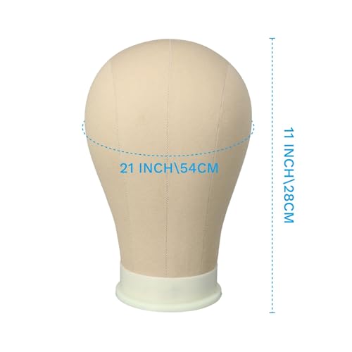 AliLeader Canvas Block Mannequin Wig Display Styling Head with Mount Hole (Light Brown, 21")