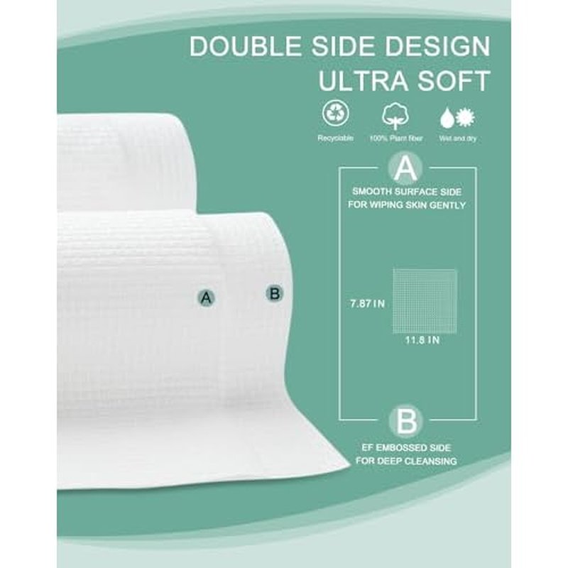 Disposable Face Towels- 200 Count Extra Thick Soft Clean Facial Towels, 10"¡¿12",Super Absorbent,Biodegradable Dry Wipes,Cruelty-Free Facial Washcloth for Sensitive Skin,Travel,Makeup Remover