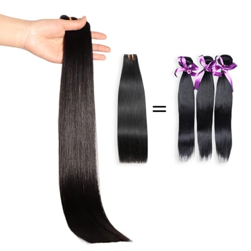 BLACKMOON Raw Human Hair Bundles, 16a Raw Indian Hair, 100% Unprocessed Virgin Straight Bundles, Triple Lifespan Than Regular Virgin Hair, 22 Inches Double Weft 100g/Bundle Natural Black