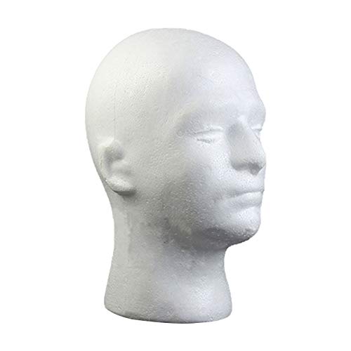 Male Head Model, Foam Mannequin, Head Model Wig Hair Hat Display Foam Mannequin Manikin White (Style 3)