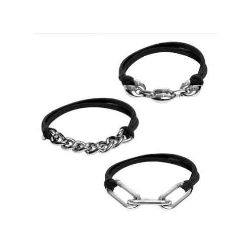 Bracelet Hair Ties With Black Elastic, Looks Cute On Your Wrist And Great In Your Hair from Maya J (Silver, Metal accents) HT33W
