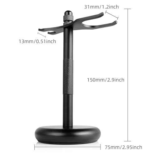 Safety Razor and Brush Stand Holder with Synthetic Hair Shaving Brush with Solid Wood Handle Prolong The Life of Your Shaving Brush