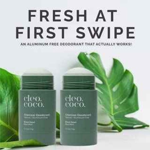 Cleo+Coco Natural Deodorant for Women & Men, Aluminum Free with Organic Coconut Oil, Activated Charcoal for 24-Hour Odor Protection and All-Day Performance, Made in the USA - Basil Mint 2.5oz