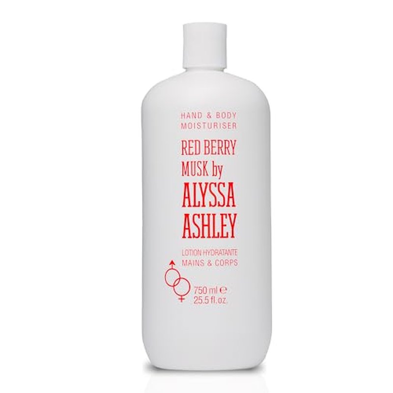 Alyssa Ashley Redberry Musk Hand and Body Moisturizer - Body Lotion and Hand Cream for Women with Vanilla and Musk Scent - Rapid Absorption - 25.5 oz