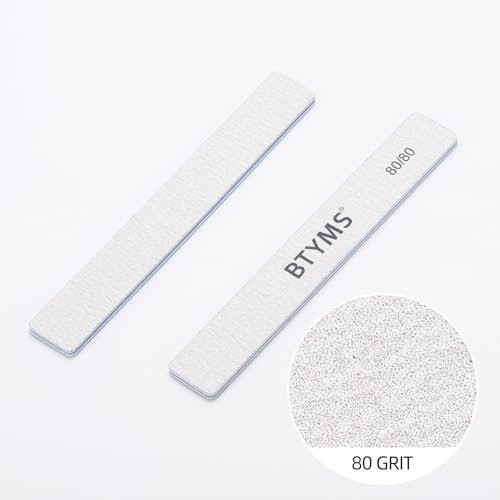 BTYMS 80/80 Grit Nail File - Professional Double-Sided Coarse Emery Boards for Shaping Acrylic & Gel Nails