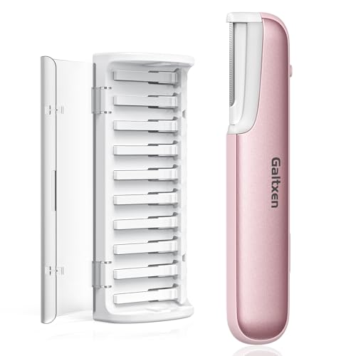 Dermaplaning Tool for Women Pink - Facial Exfoliation & Peach Fuzz Hair Removal with Rechargeable Sonic Edge Technology, 10 Refill Blades