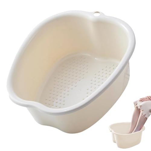Foot Soaking Tub Large Size Foot Basin Sturdy Soaking Feet Bucket Massager Tub Exfoliation Callus Pedicure Foots Spa Bath Bucket for Women and Men (White)