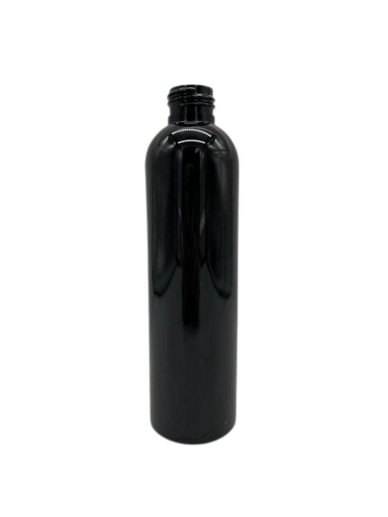 Natural Farms 8 oz Black Cosmo Plastic Bottles -12 Pack Empty Bottle Refillable - BPA Free - Essential Oils - Aromatherapy | Black Press Down Disc Cap - Made in the USA