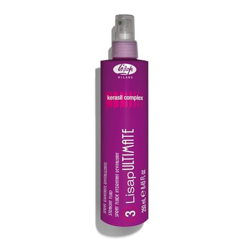 Lisap Heat Protectant for Hair, Ultimate Straight Fluid Hair Spray, Anti Frizz Hair Products, Thermal Protection Hydrating, Strengthening, Straightening & Styling Spray, For All Hair Types, 8.45 fl oz