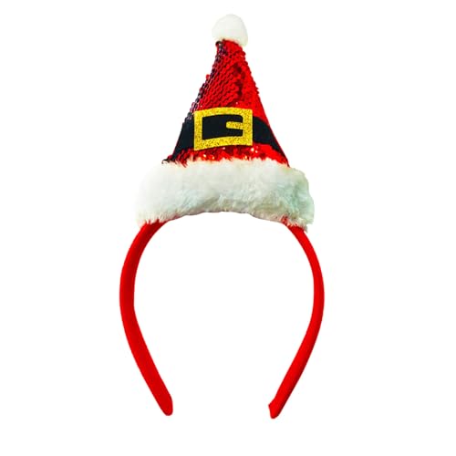 Macute Christmas Santa Hat Headbands for Women Classic Red Santa Hat Headband
