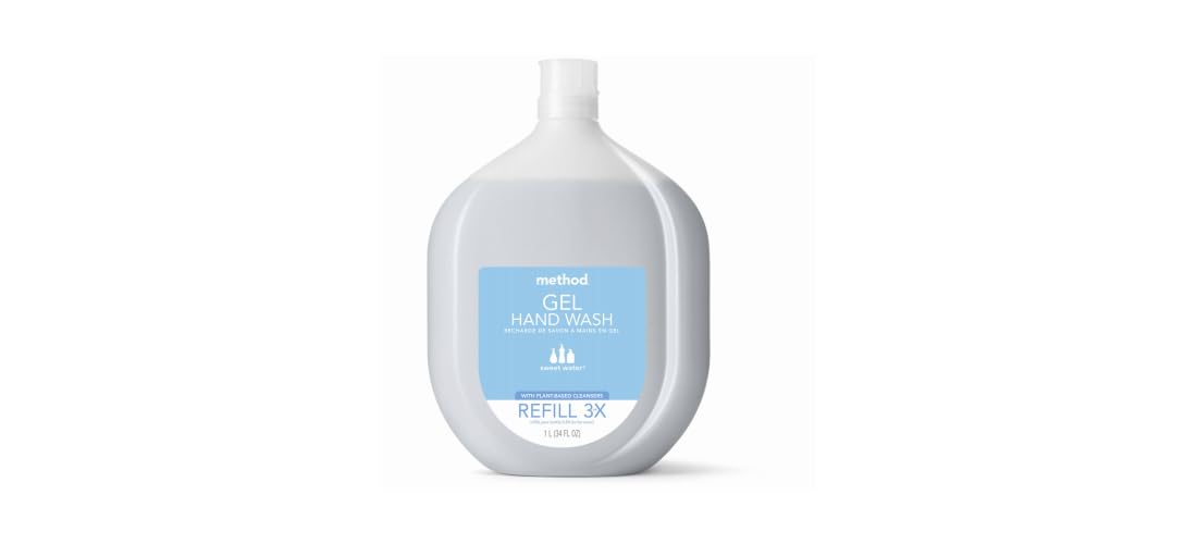 Method 328104 Naturally-Derived Gel Hand Soap Refill, Sweet Water, 34-oz. - Quantity 4