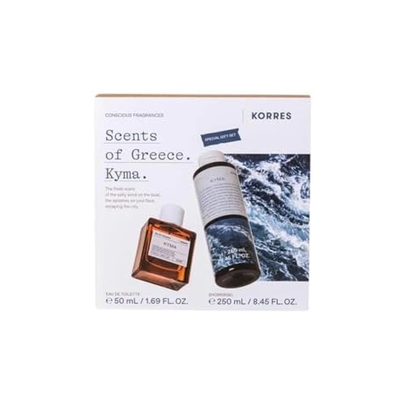 KORRES Kyma Eau De Toilette 1.69 Fl Oz & Shower Gel 8.45 Fl Oz Set, Marine Citrus Scent, Clean Formulas with Aloe & Marshmallow Root Extract, Unisex Body Care, Vegetarian, Cruelty Free, Made in Greece