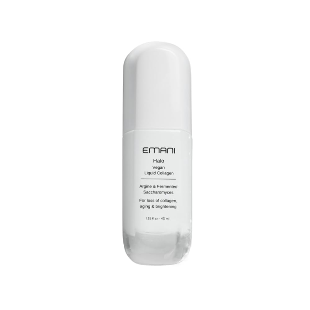 Emani Halo Vegan Collagen Serum for Face, Anti Aging Peptide Serum with Collagen Boost, Ideal for Fine Lines, Wrinkles, and Rough Texture, 1.18 fl oz