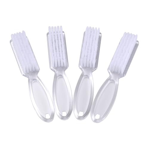 Yebeauty Nail Brush Fingernail Cleaner, 4 Pack Hand Scrub Cleaning Brush Plastic Hand Finger Toes Scrubbing Brush, Pedicure Nail Scrubber,Clear