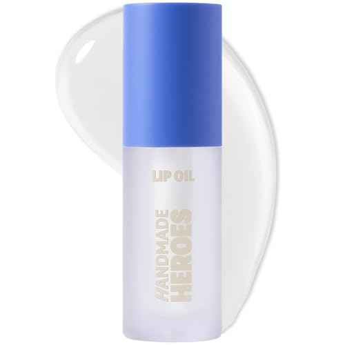 Handmade Heroes 100% Natural Vegan Lip Oil with Squalane Non-Sticky Lip Gloss Moisturizing, Shiny, Nourishing Korean Lip Gloss - Super Glaze (Clear)