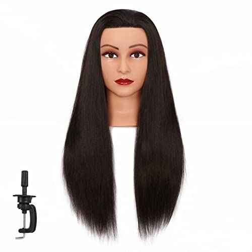 Hairginkgo Mannequin Head 26"-28" Synthetic Fiber Training Head Braiding Head Hair Styling Manikin Cosmetology Doll Head Hairdresser Training Model for Cutting Braiding Practice with Clamp 92022LB0220