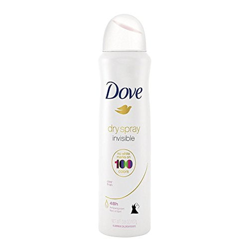 Dove Antiperspirant Dry Spray - Invisible - Clear Finish - 3.8 OZ (107 g) Per Can - Pack of 3 Cans