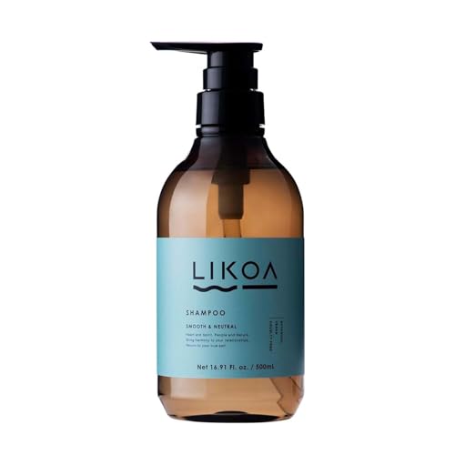 LIKOA, Smooth and Neutral Shampoo, Vegan, Halal, Lightweight Moisture for Fine, Dry, or Tangle-Prone Hair, Botanical Hair Care, White Floral Scent, Made in Japan, 500mL, 16.9 Fl oz