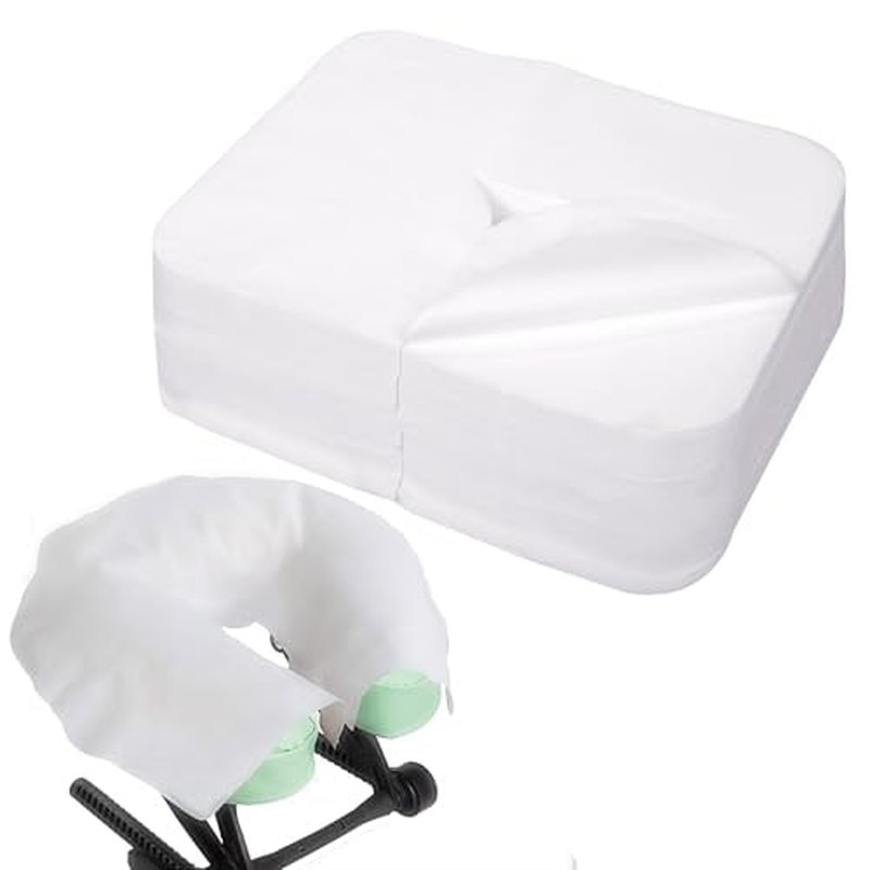 Disposable Face Cradle Covers 500 Count, Medical-Grade, Luxurious, Soft Nonwoven Face Cradle Cover for Massage Table & Chair, Disposable Headrest Covers 16''*12'', White