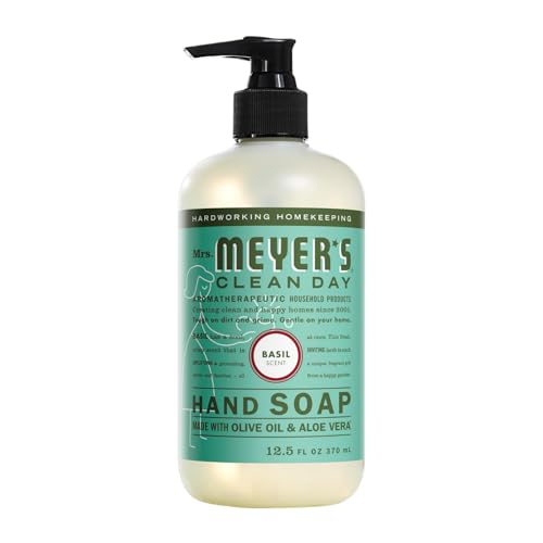 Mrs. MEYER'S Clean Day Liquid Hand Soap 6 Pack Variety, Gingerbread, Iowa Pine, Peppermint, Lavender, Lemon Verbena, Basil, 12.5 OZ Each, 1 CT