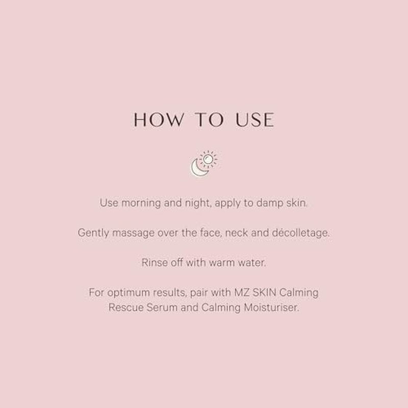 MZ SKIN Calming Cream Cleanser 3.4 fl oz - Gentle Omega-Rich Face Wash with Prebiotic Technology, Vitamin E to Sooth & Restore Skin Barrier for Sensitive & Redness Prone Skin, Fragrance Free