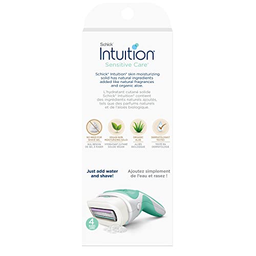 Schick Intuition Razors for Women with Sensitive Skin | 1 Razor & 2 Intuition Razor Blades Refill with Organic Aloe (Pack of 2)