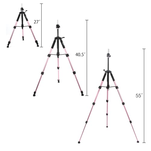 GEXWORLDWIDE GEX 55" Mannequin Tripod Stand Canvas Block Training Doll Manikin Head Wig Stand for Cosmetology Hairdressing (Rose Gold)