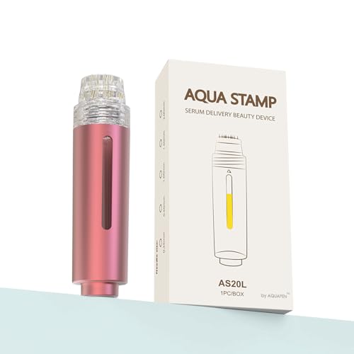AQUA STAMP 2-in-1 Titanium Derma Stamp Pen | 0.25mm Gold Micro Infusion Hydra Needles | Manual Microneedling Tool for Face Lips Scalp Care | Fine Touch Serum Applicator
