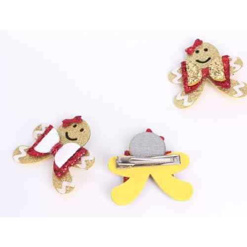 Christmas Glitter Hair Clips Cute Sparkly Gingerbread Man Shape Cheer Barrettes Alligator Hairpins for Teens Toddler Girls Kids Xmas Holiday Party Dress Decor Accessories Gift (H)