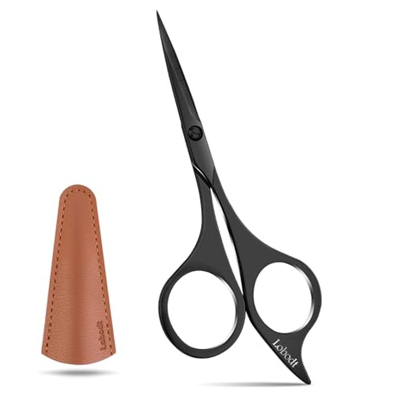 Professional beard scissors, 4.9-inch (black) small pointed stainless steel hairdressing scissors, Moustache Trimming£¬suitable for personal care and beauty of both men and women