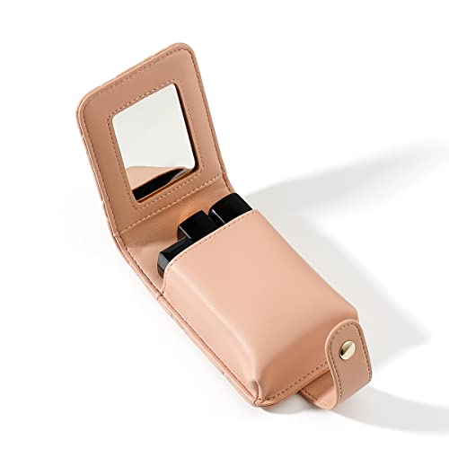 Cute Makeup Lipstick Case Portable Lipsticks Holder With Mirror Lip Gloss Purse Travel Cosmetic Pouch For Women Girls