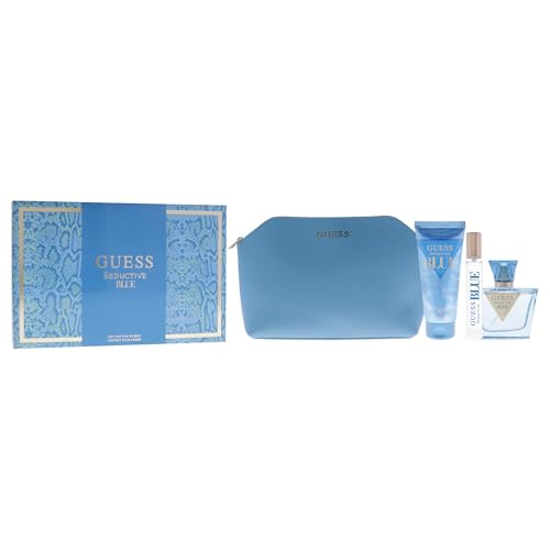 Guess Seductive Blue for Women - 4 Pc Gift Set 2.5oz EDT Spray, 3.4oz Body Lotion, 0.5oz EDT Spray, Pouch