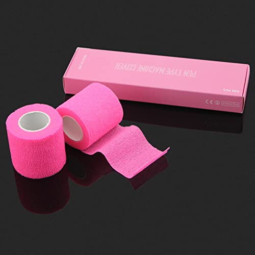 Tattoo Grip Cover Wrap Pink - Denergy 6PCS PMU Pen Grip Tape Wrap Cover Cohesive Sports Adherent Tape Adhesive Bandage for Tattoo Machine Tattoo Accessories (Hot Pink 6pcs)