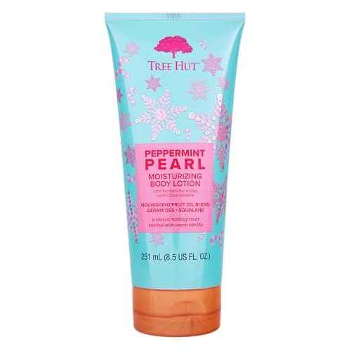 Tree Hut Peppermint Pearl Body Lotion, Limited Edition Holiday, Ceramide and Squalene Formula Helps Protect Skin, Long-lasting Hydration Leaves Skin Feeling Soft & Moisturized, 8.5 fl oz.