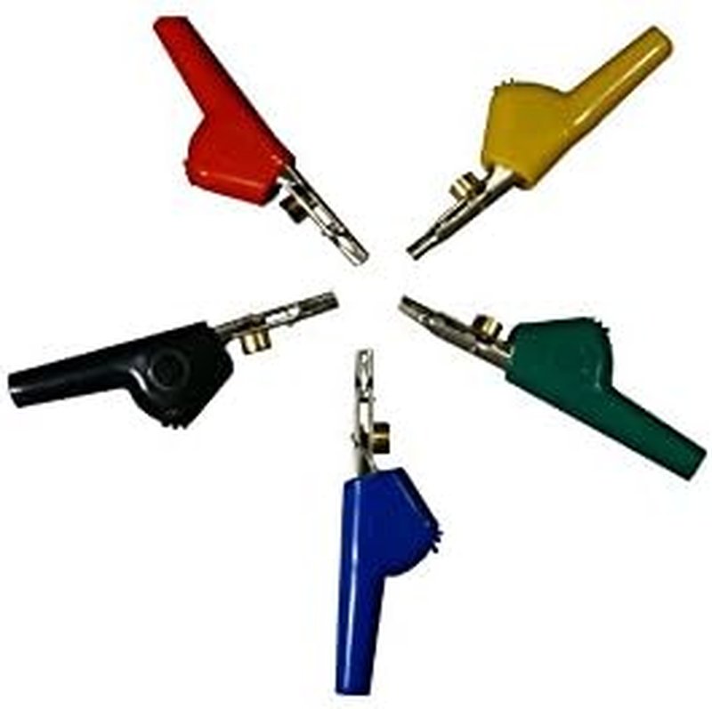 Alligator Clip Bed-of-Nail Set - Large Straight Nose Clips in 5 Colors