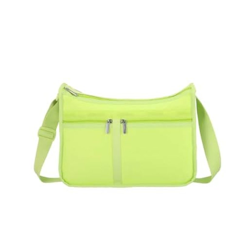 LeSportsac Lime Deluxe Everyday Crossbody Bag + Cosmetic Bag, Style 7507/Color R136, Uplifting & Vibrant Zingy Lime Hue, Fashion Trending Zesty New Neutral Evokes Strength, Positivity & Renewal