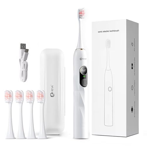 V3 Sonic Electric Toothbrush for Adults - Dual Display, 5 Cleaning Modes, Up to 200 Days Battery on a Single Charge, 4 Brush Heads & IPX7 Waterproof Design
