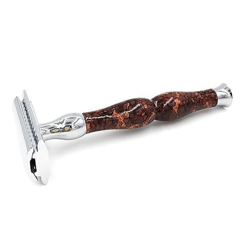 Parker Heavyweight Double Edge Safety Razor - Durable Brass Frame | 4-Inch Handle & 5 Blades Included