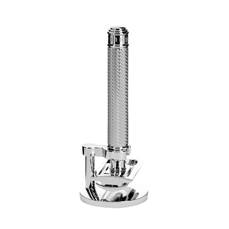 M?HLE EDITION Chrome 2-Piece Shaving Set - Classic Closed Comb R89 Safety Razor & Razor Stand ? Safety Razor Kit for Men, Shaving Razor, Straight Razor Shaving Kit for Men