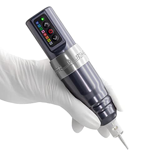 Microbeau - Flux S Wireless Tattoo Machine with 1 PowerBolt - Gunmetal - Machine Tattoo Pen for Microblading Lips & Eyeliner, Includes 1 Powerbolt Tattoo Battery Power Supply